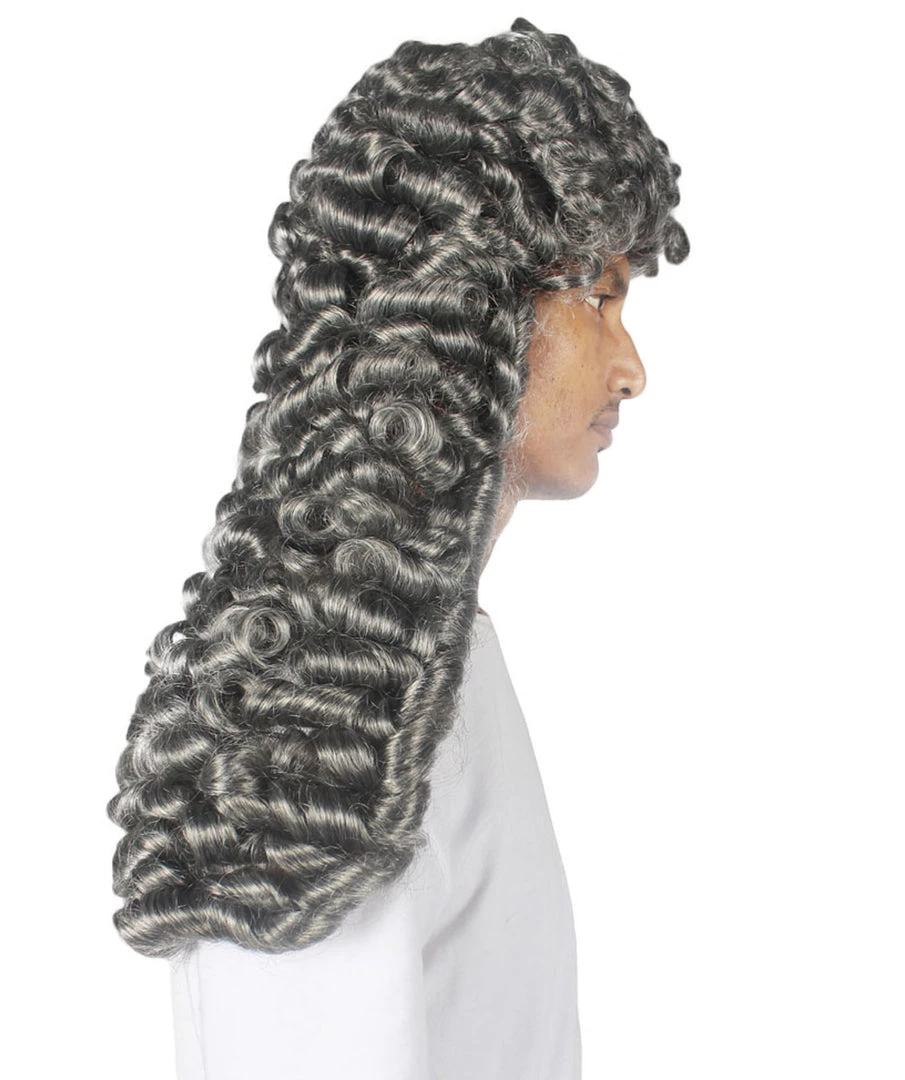 HPO Colonial Men Judge Curly Long Grey Wig | Premium Breathable Capless Cap 6 HPO Colonial Men Judge Curly Long Grey Wig | Premium Breathable Capless Cap