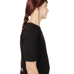 HPO Adult Men's Humanoid Warrior Braided Dark Auburn Wig