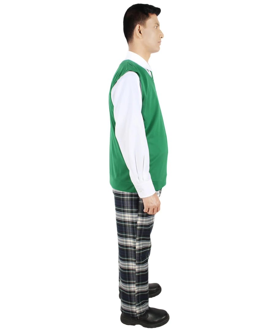 HPO Adult Men's Korean Zombie Bloodstain School Uniform With Green Sweater Vest | Multiple Size Options 6 HPO Adult Men's Korean Zombie Bloodstain School Uniform With Green Sweater Vest | Multiple Size Options