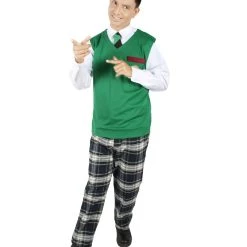 HPO Adult Men's Korean Zombie Bloodstain School Uniform With Green Sweater Vest | Multiple Size Options