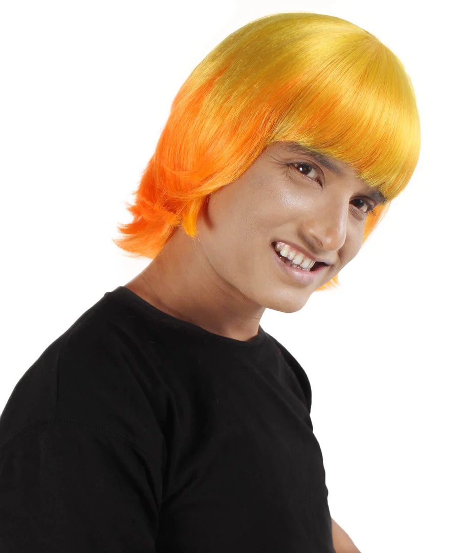 HPO Adult Men's Demon Hunter Anime Cosplay Yellow Orange Blonde Gradient Wig 1 HPO Adult Men's Demon Hunter Anime Cosplay Yellow Orange Blonde Gradient Wig