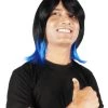 HPO Adult Men's Demon Beast Fighter Dark Long Black & Blue Wig