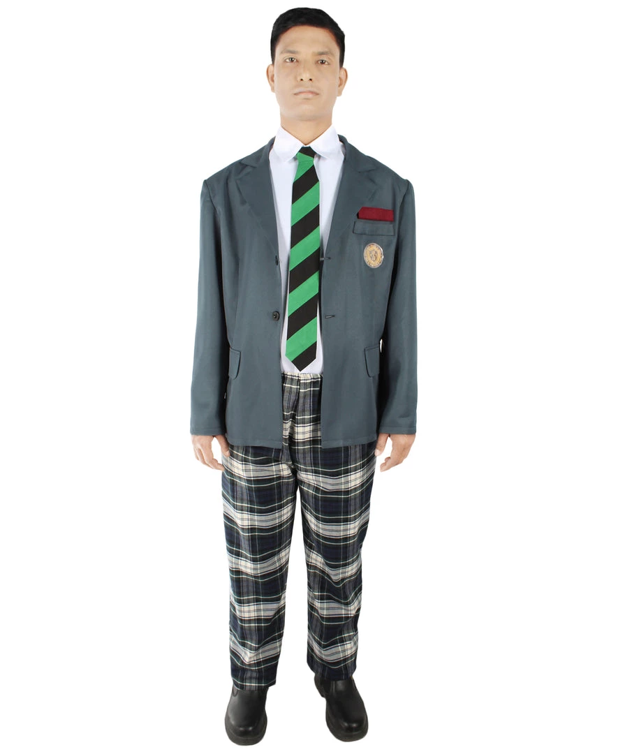 HPO Adult Men's Korean Zombie Bloodstain School Uniform With Grey Blazer | Multiple Size Options 2 HPO Adult Men's Korean Zombie Bloodstain School Uniform With Grey Blazer | Multiple Size Options