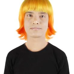 HPO Adult Men's Demon Hunter Anime Cosplay Yellow Orange Blonde Gradient Wig