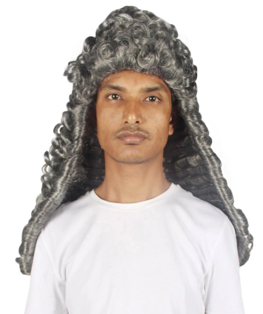 HPO Colonial Men Judge Curly Long Grey Wig | Premium Breathable Capless Cap 2 HPO Colonial Men Judge Curly Long Grey Wig | Premium Breathable Capless Cap