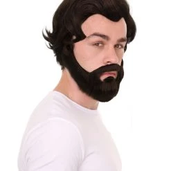 Adult Men's Medium Length Halloween Cosplay Antagonist Costume Wig With Beard, Synthetic Soft Fiber Hair, Perfect For Your Next Video Game Convention And Group Anime Party! | HPO