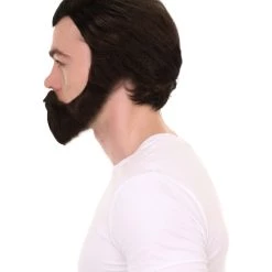 Adult Men's Medium Length Halloween Cosplay Antagonist Costume Wig With Beard, Synthetic Soft Fiber Hair, Perfect For Your Next Video Game Convention And Group Anime Party! | HPO