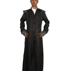 HPO Adult Men's Warlock Coat Vampire Lord Victorian Steampunk Costume | Black Halloween Costume