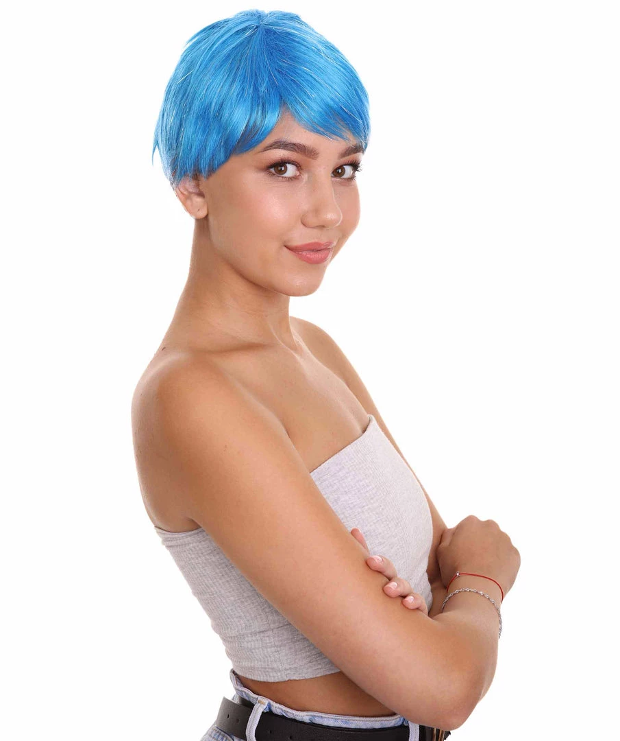 HPO Short Womens Wig | Cosplay Blue Wig | Premium Breathable Capless Cap Men's 6 HPO Short Womens Wig | Cosplay Blue Wig | Premium Breathable Capless Cap Men's