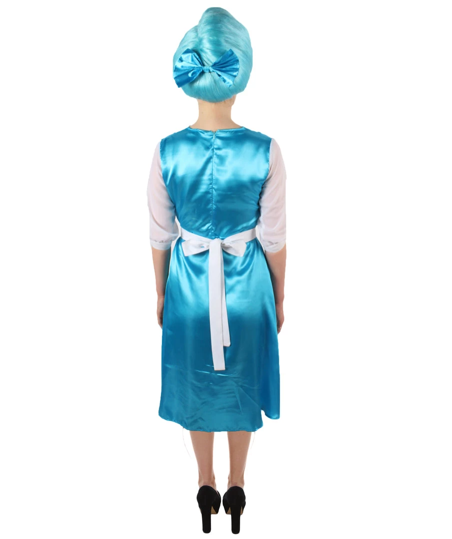 HPO Women's Belle Cosplay Costume Blue Maid Dress With Apron And Headwear 4 HPO Women's Belle Cosplay Costume Blue Maid Dress With Apron And Headwear