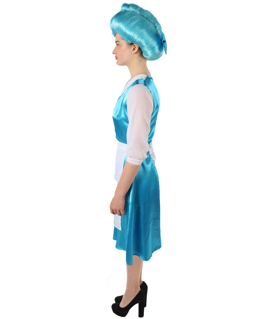 HPO Women's Belle Cosplay Costume Blue Maid Dress With Apron And Headwear 3 HPO Women's Belle Cosplay Costume Blue Maid Dress With Apron And Headwear