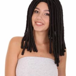 HPO Women's Long Black Dreadlock Womens Wig | Dramatical Halloween Wig | Premium Breathable Capless Cap