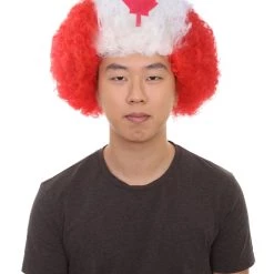 FLAGWIGS Canada Afro Wig | White Red Afro Wig SALE
