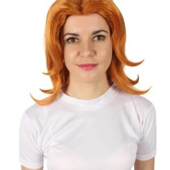 HPO Adult Women's Orange Clans Clashing Mobile Game Barbarian Character Wig