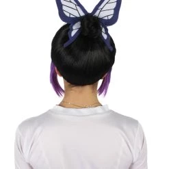 HPO Adult Women's Demon Hunter Black And Dark Purple Wig & Butterfly Accessory 13 HPO Adult Women's Demon Hunter Black And Dark Purple Wig & Butterfly Accessory