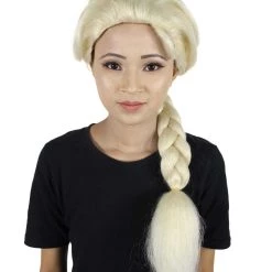 HPO Men's Queen Women Wig | Snow Movie Character Blonde Braided Cosplay Halloween Wig | Premium Breathable Capless Cap