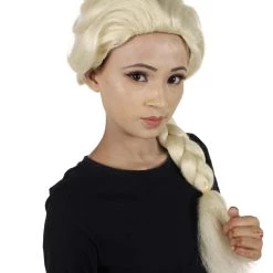 HPO Men's Queen Women Wig | Snow Movie Character Blonde Braided Cosplay Halloween Wig | Premium Breathable Capless Cap