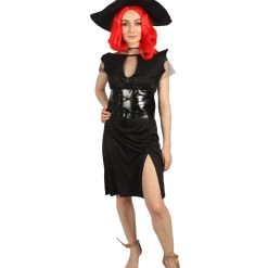 HPO Adult Women Bat Witch Costume | Black Halloween Costume Men's