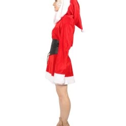 HPO Men's Adult Women Fervor Hooded Sexy Santa Costume | Red & White Holiday Cosplay Costume