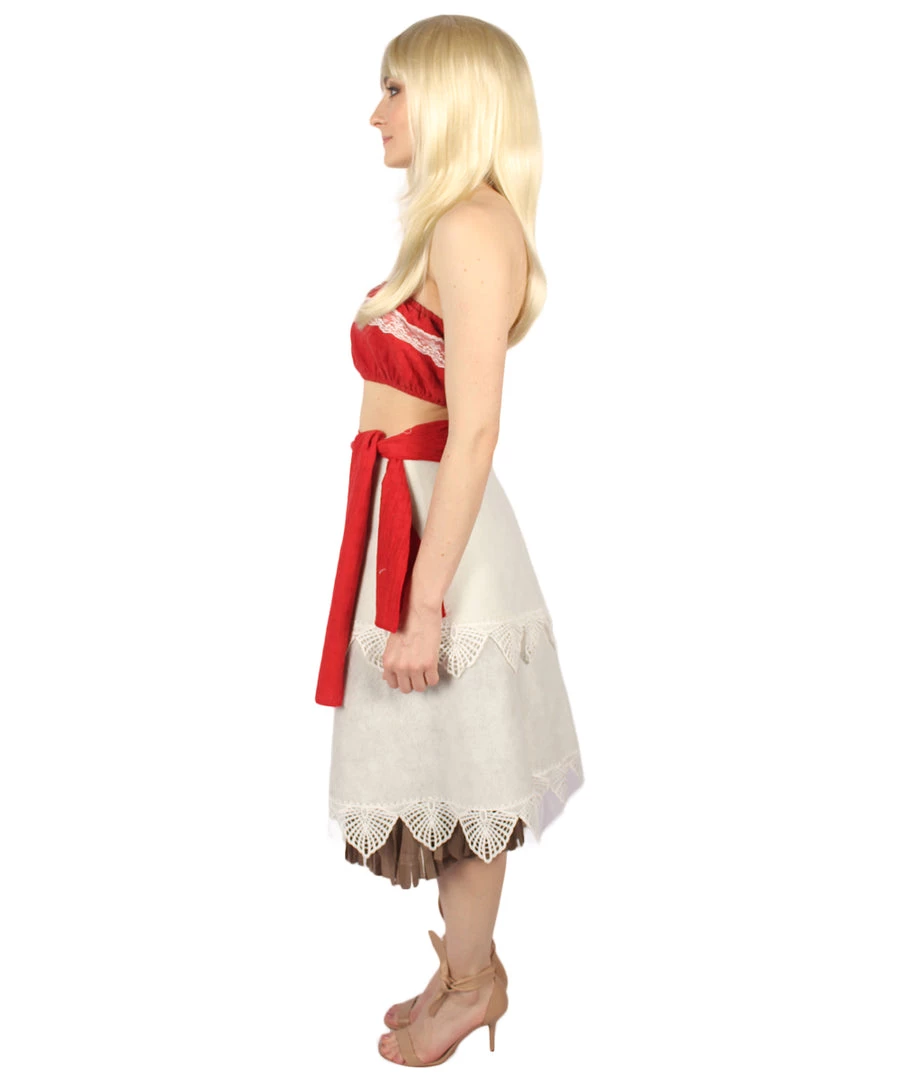 HPO Adult Women's Princess 3Pc Costume | Red And White Cosplay Costume 4 HPO Adult Women's Princess 3Pc Costume | Red And White Cosplay Costume