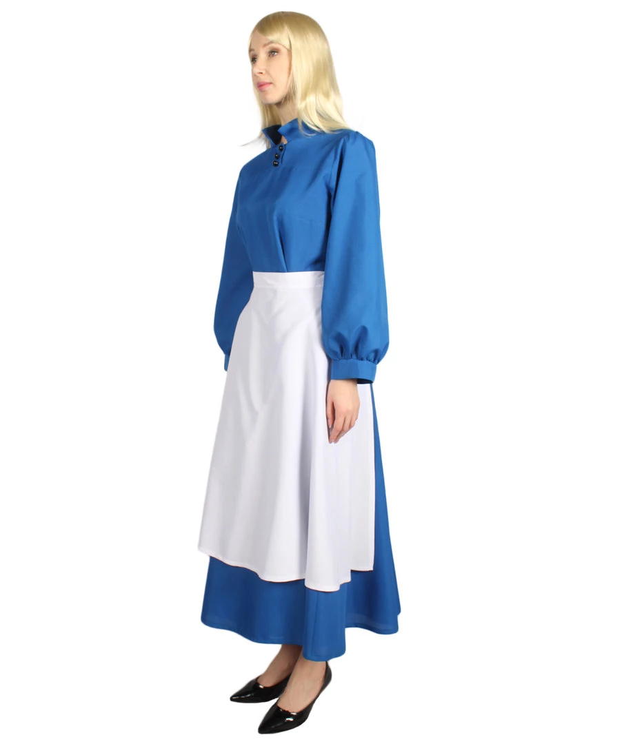 HPO Adult Women's Blue Maid Dress With Apron Costume | Blue And White Cosplay Costume 3 HPO Adult Women's Blue Maid Dress With Apron Costume | Blue And White Cosplay Costume