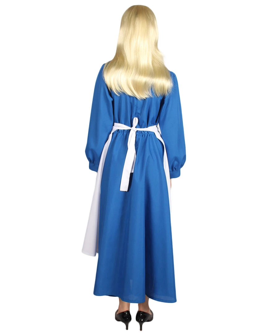 HPO Adult Women's Blue Maid Dress With Apron Costume | Blue And White Cosplay Costume 5 HPO Adult Women's Blue Maid Dress With Apron Costume | Blue And White Cosplay Costume