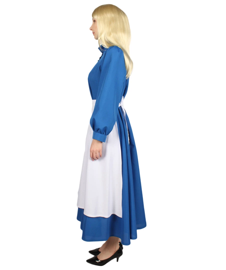 HPO Adult Women's Blue Maid Dress With Apron Costume | Blue And White Cosplay Costume 4 HPO Adult Women's Blue Maid Dress With Apron Costume | Blue And White Cosplay Costume