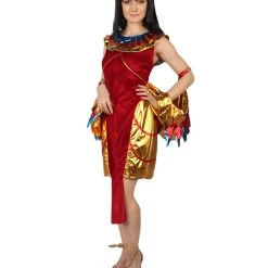 HPO Adult Women Egyptian Goddess Costume | Red & Golden Carnival Costume