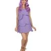 HPO Adult Women's Satin And Chenille Trolls Costume | Purple Cosplay Costume