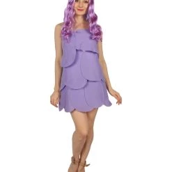 HPO Adult Women's Satin And Chenille Trolls Costume | Purple Cosplay Costume