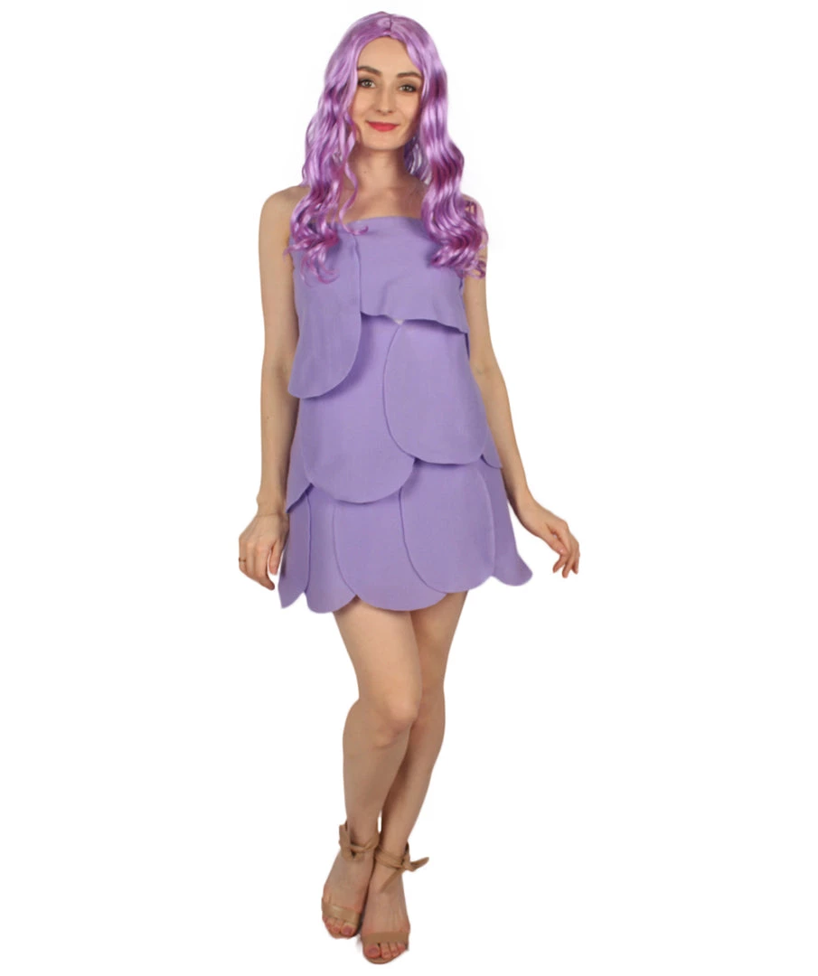 HPO Adult Women's Satin And Chenille Trolls Costume | Purple Cosplay Costume 1 HPO Adult Women's Satin And Chenille Trolls Costume | Purple Cosplay Costume