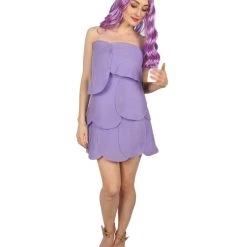 HPO Adult Women's Satin And Chenille Trolls Costume | Purple Cosplay Costume 16 HPO Adult Women's Satin And Chenille Trolls Costume | Purple Cosplay Costume