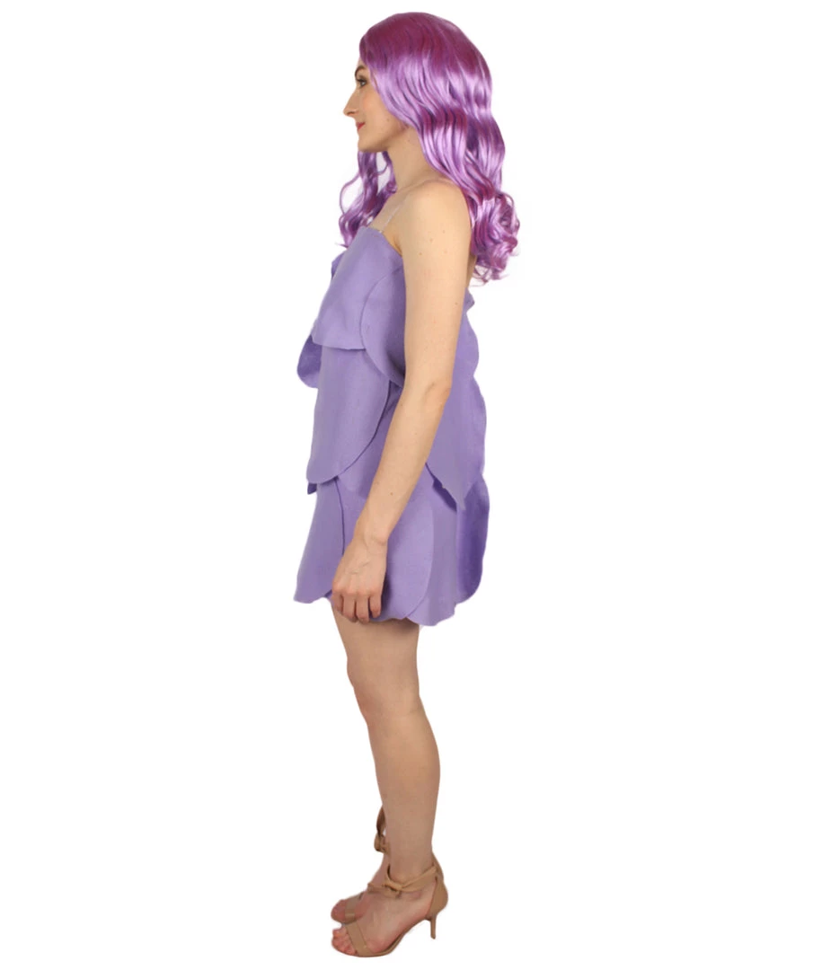 HPO Adult Women's Satin And Chenille Trolls Costume | Purple Cosplay Costume 4 HPO Adult Women's Satin And Chenille Trolls Costume | Purple Cosplay Costume