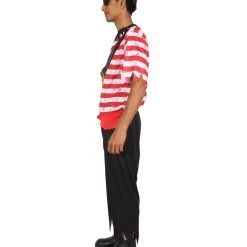 HPO Adult Men's Stripes Pirate Costume | Black, Red & White Halloween Costume 11 HPO Adult Men's Stripes Pirate Costume | Black, Red & White Halloween Costume