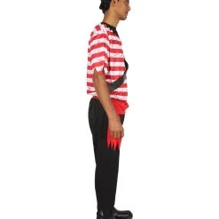 HPO Adult Men's Stripes Pirate Costume | Black, Red & White Halloween Costume 13 HPO Adult Men's Stripes Pirate Costume | Black, Red & White Halloween Costume