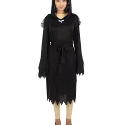HPO Adult Women's Cloak Of Darkness 2Pc Costume | Black Halloween Costume
