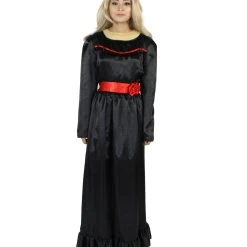 HPO Women's Evil Annabella Doll | White Long Maxi Dress In Satin-Feel | Premium Horror Halloween Costume 59 HPO Women's Evil Annabella Doll | White Long Maxi Dress In Satin-Feel | Premium Horror Halloween Costume