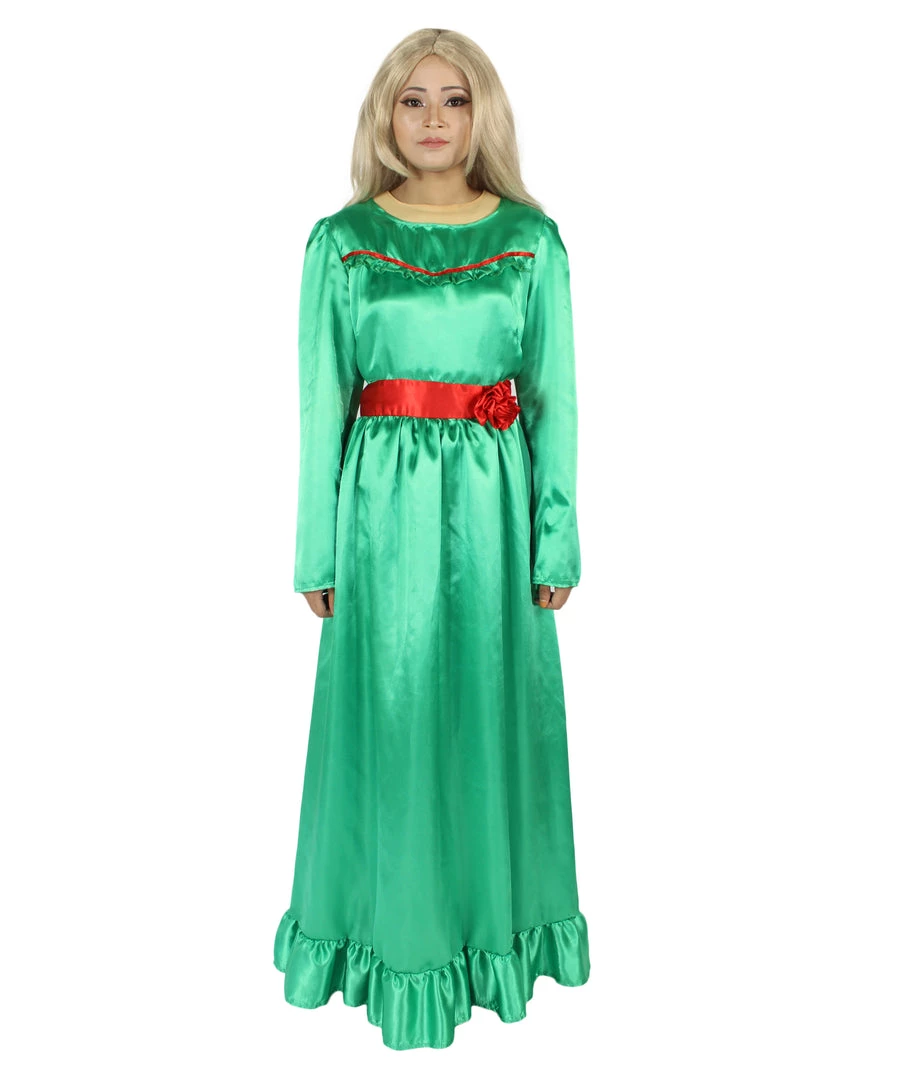 HPO Women's Evil Annabella Doll | White Long Maxi Dress In Satin-Feel | Premium Horror Halloween Costume 32 HPO Women's Evil Annabella Doll | White Long Maxi Dress In Satin-Feel | Premium Horror Halloween Costume