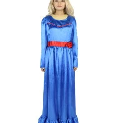 HPO Women's Evil Annabella Doll | White Long Maxi Dress In Satin-Feel | Premium Horror Halloween Costume 97 HPO Women's Evil Annabella Doll | White Long Maxi Dress In Satin-Feel | Premium Horror Halloween Costume
