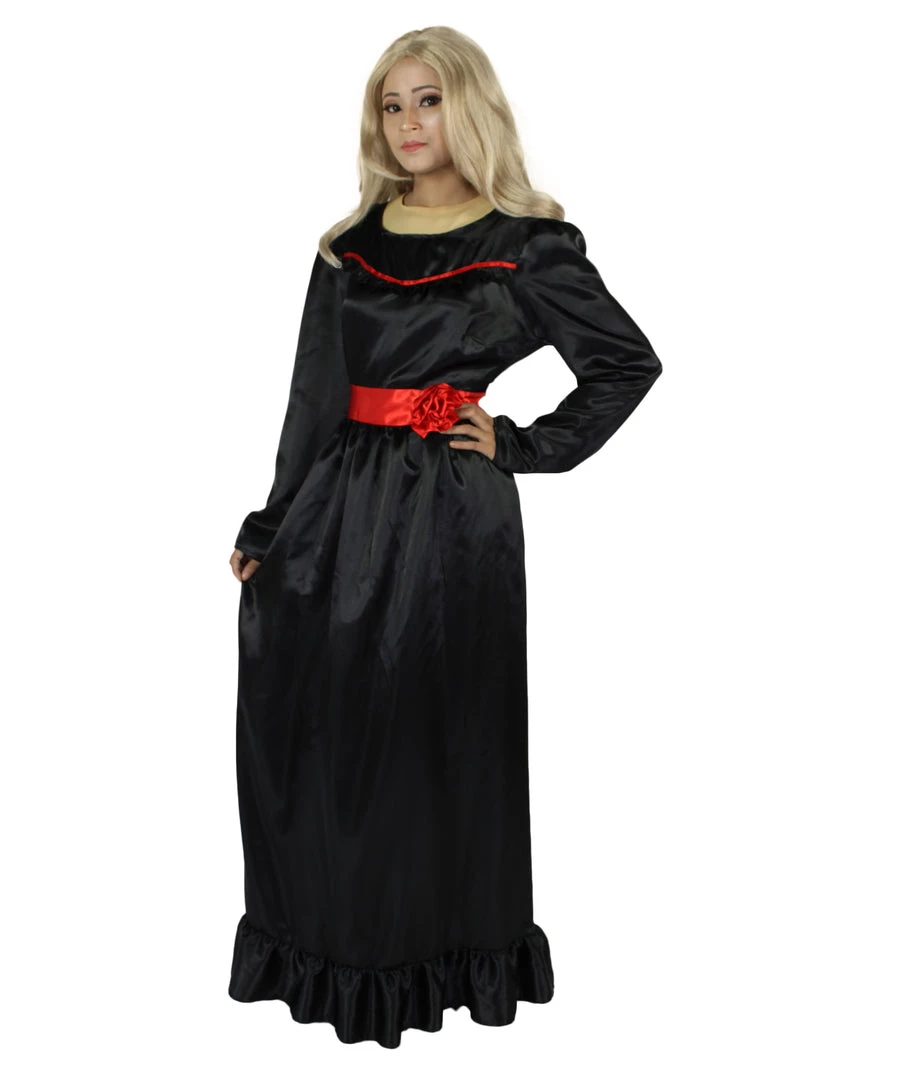 HPO Women's Evil Annabella Doll | White Long Maxi Dress In Satin-Feel | Premium Horror Halloween Costume 9 HPO Women's Evil Annabella Doll | White Long Maxi Dress In Satin-Feel | Premium Horror Halloween Costume