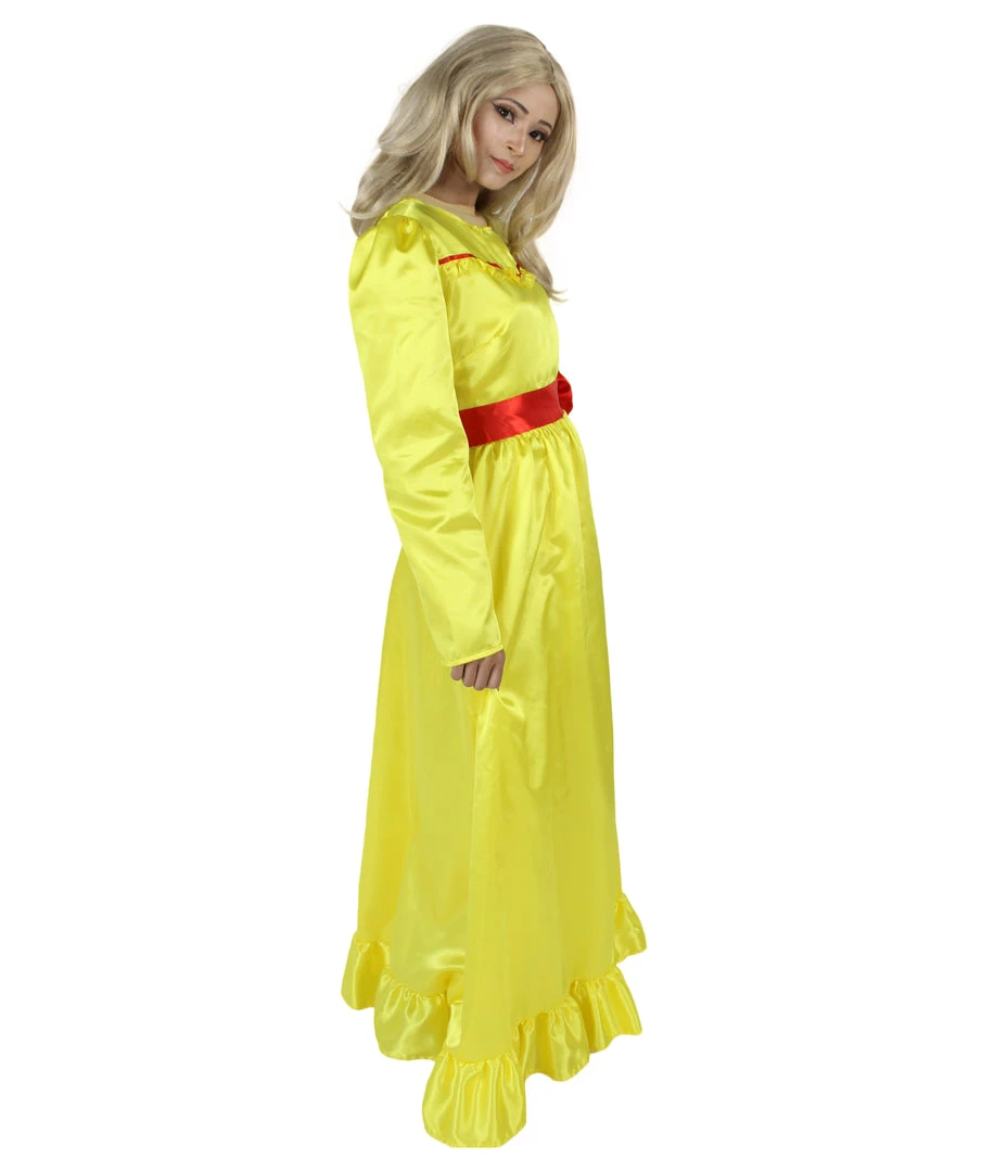 HPO Women's Evil Annabella Doll | White Long Maxi Dress In Satin-Feel | Premium Horror Halloween Costume 30 HPO Women's Evil Annabella Doll | White Long Maxi Dress In Satin-Feel | Premium Horror Halloween Costume