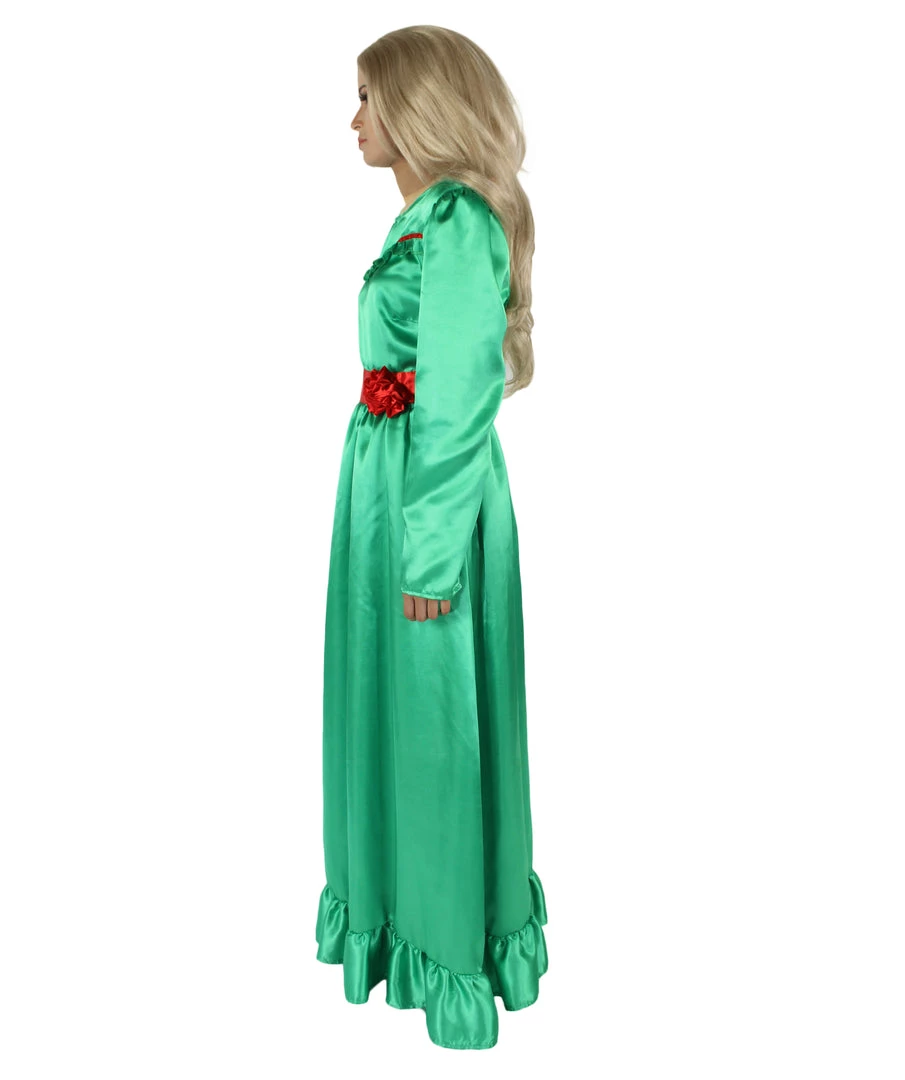 HPO Women's Evil Annabella Doll | White Long Maxi Dress In Satin-Feel | Premium Horror Halloween Costume 34 HPO Women's Evil Annabella Doll | White Long Maxi Dress In Satin-Feel | Premium Horror Halloween Costume