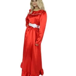 HPO Women's Evil Annabella Doll | White Long Maxi Dress In Satin-Feel | Premium Horror Halloween Costume 69 HPO Women's Evil Annabella Doll | White Long Maxi Dress In Satin-Feel | Premium Horror Halloween Costume