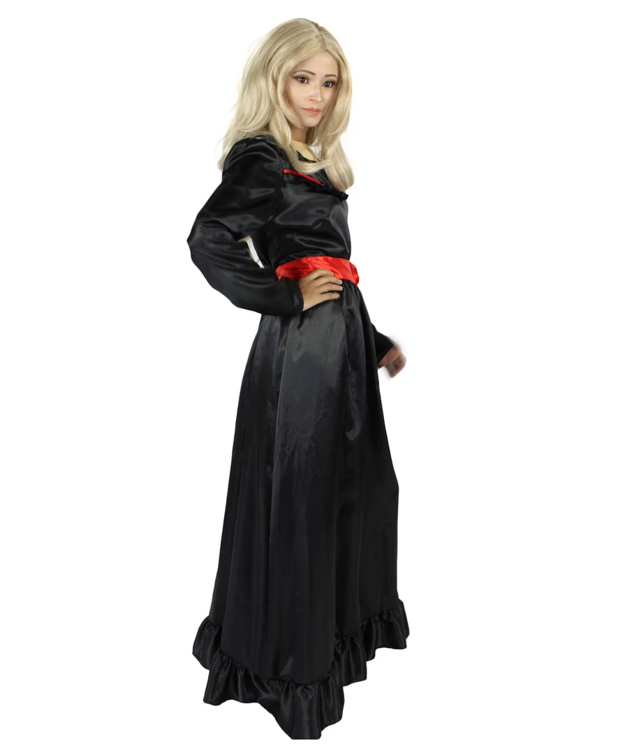 HPO Women's Evil Annabella Doll | White Long Maxi Dress In Satin-Feel | Premium Horror Halloween Costume 13 HPO Women's Evil Annabella Doll | White Long Maxi Dress In Satin-Feel | Premium Horror Halloween Costume