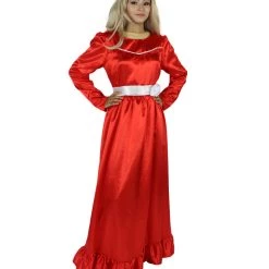 HPO Women's Evil Annabella Doll | White Long Maxi Dress In Satin-Feel | Premium Horror Halloween Costume 67 HPO Women's Evil Annabella Doll | White Long Maxi Dress In Satin-Feel | Premium Horror Halloween Costume