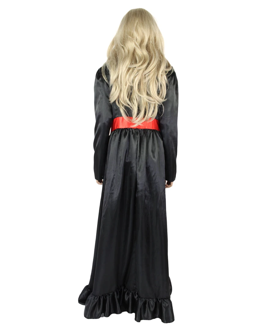 HPO Women's Evil Annabella Doll | White Long Maxi Dress In Satin-Feel | Premium Horror Halloween Costume 11 HPO Women's Evil Annabella Doll | White Long Maxi Dress In Satin-Feel | Premium Horror Halloween Costume