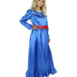 HPO Women's Evil Annabella Doll | White Long Maxi Dress In Satin-Feel | Premium Horror Halloween Costume 102 HPO Women's Evil Annabella Doll | White Long Maxi Dress In Satin-Feel | Premium Horror Halloween Costume