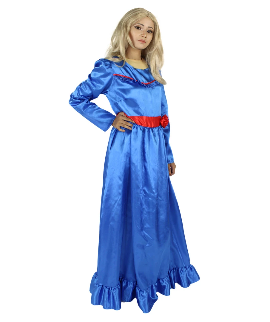 HPO Women's Evil Annabella Doll | White Long Maxi Dress In Satin-Feel | Premium Horror Halloween Costume 51 HPO Women's Evil Annabella Doll | White Long Maxi Dress In Satin-Feel | Premium Horror Halloween Costume