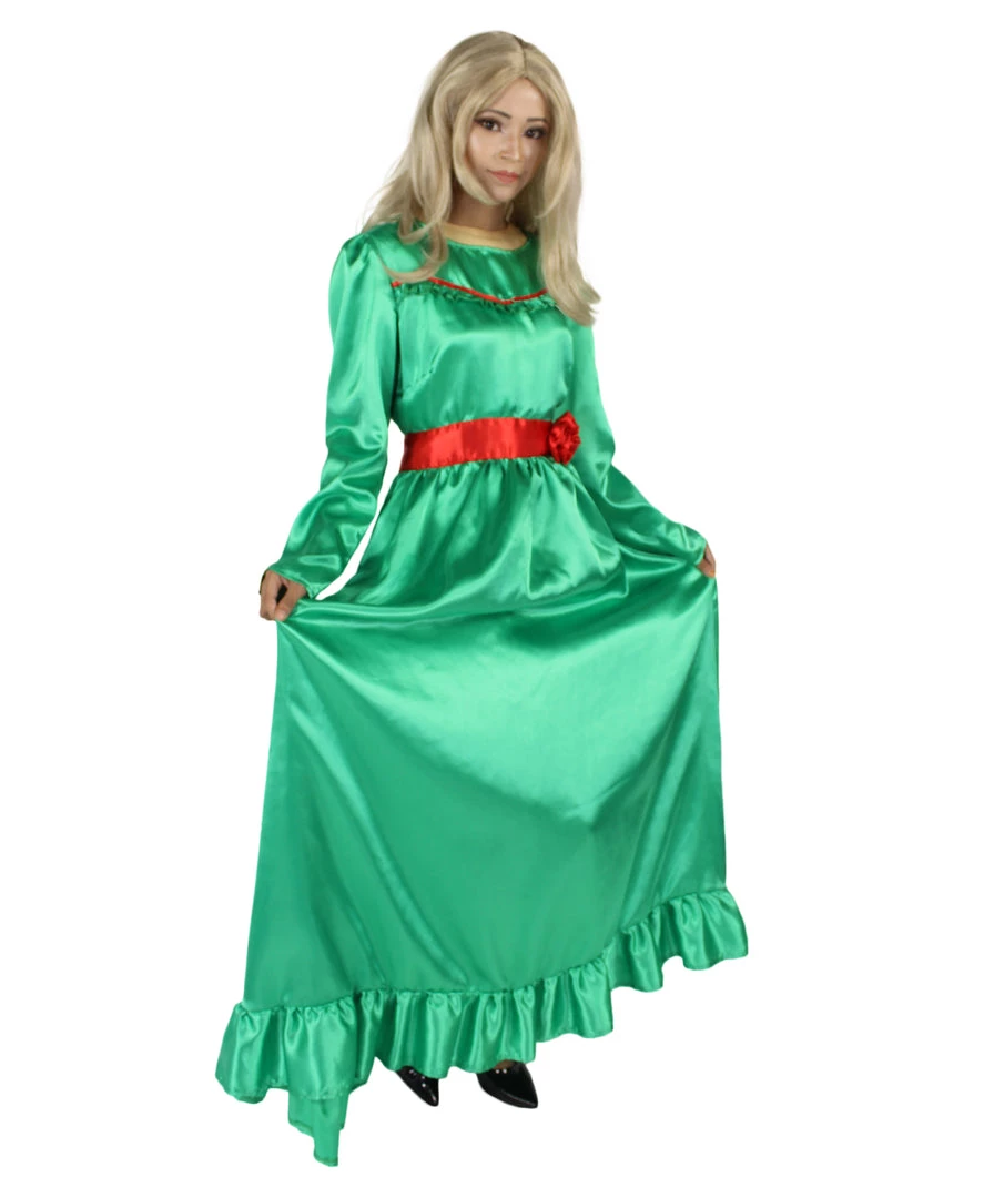 HPO Women's Evil Annabella Doll | White Long Maxi Dress In Satin-Feel | Premium Horror Halloween Costume 37 HPO Women's Evil Annabella Doll | White Long Maxi Dress In Satin-Feel | Premium Horror Halloween Costume