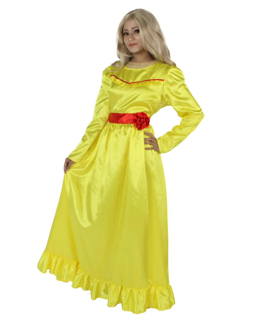 HPO Women's Evil Annabella Doll | White Long Maxi Dress In Satin-Feel | Premium Horror Halloween Costume 25 HPO Women's Evil Annabella Doll | White Long Maxi Dress In Satin-Feel | Premium Horror Halloween Costume